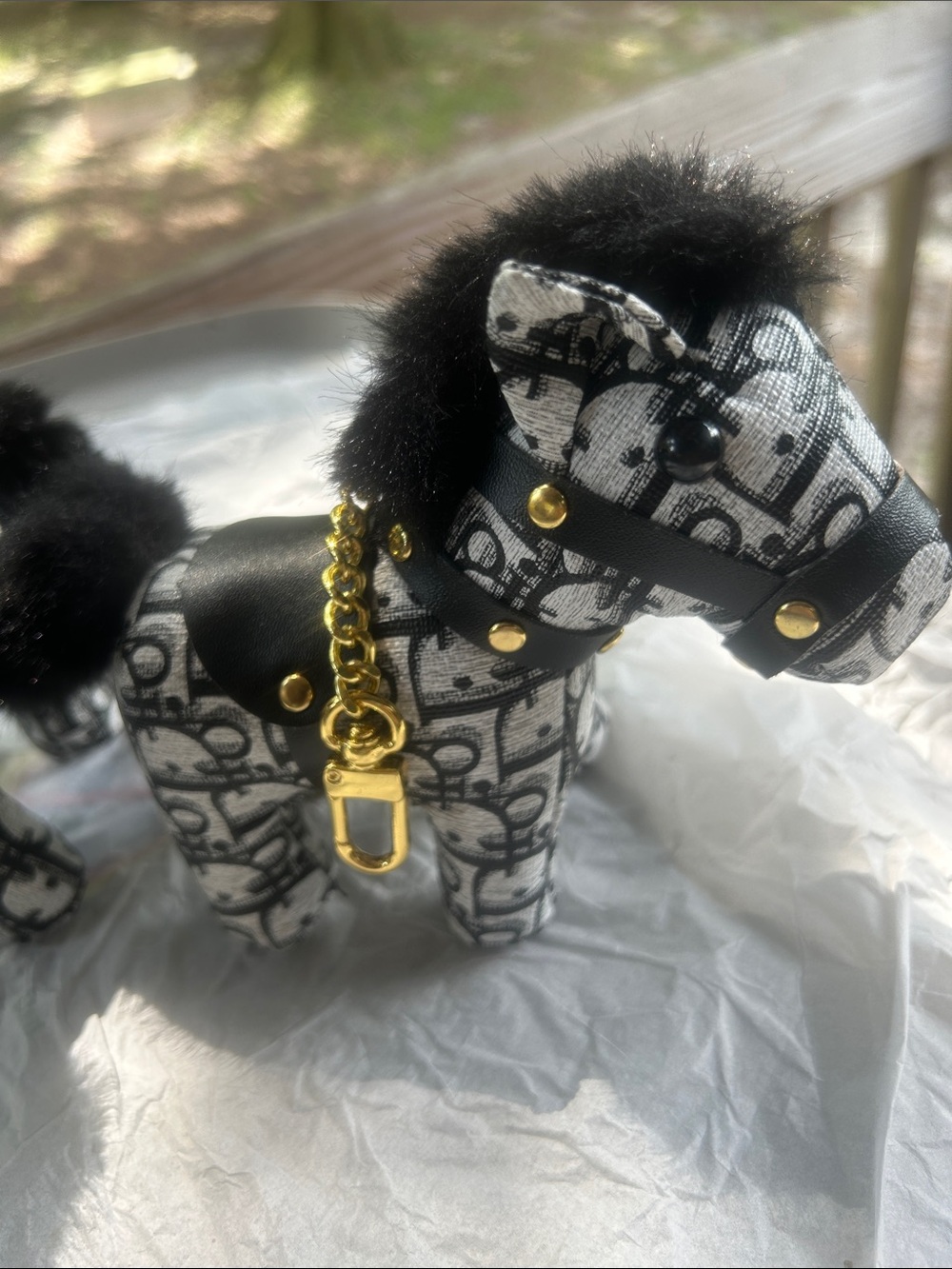 Designer Monogram Pony Bag Charm - Black & White benefits animal rescue - Picture 2 of 2